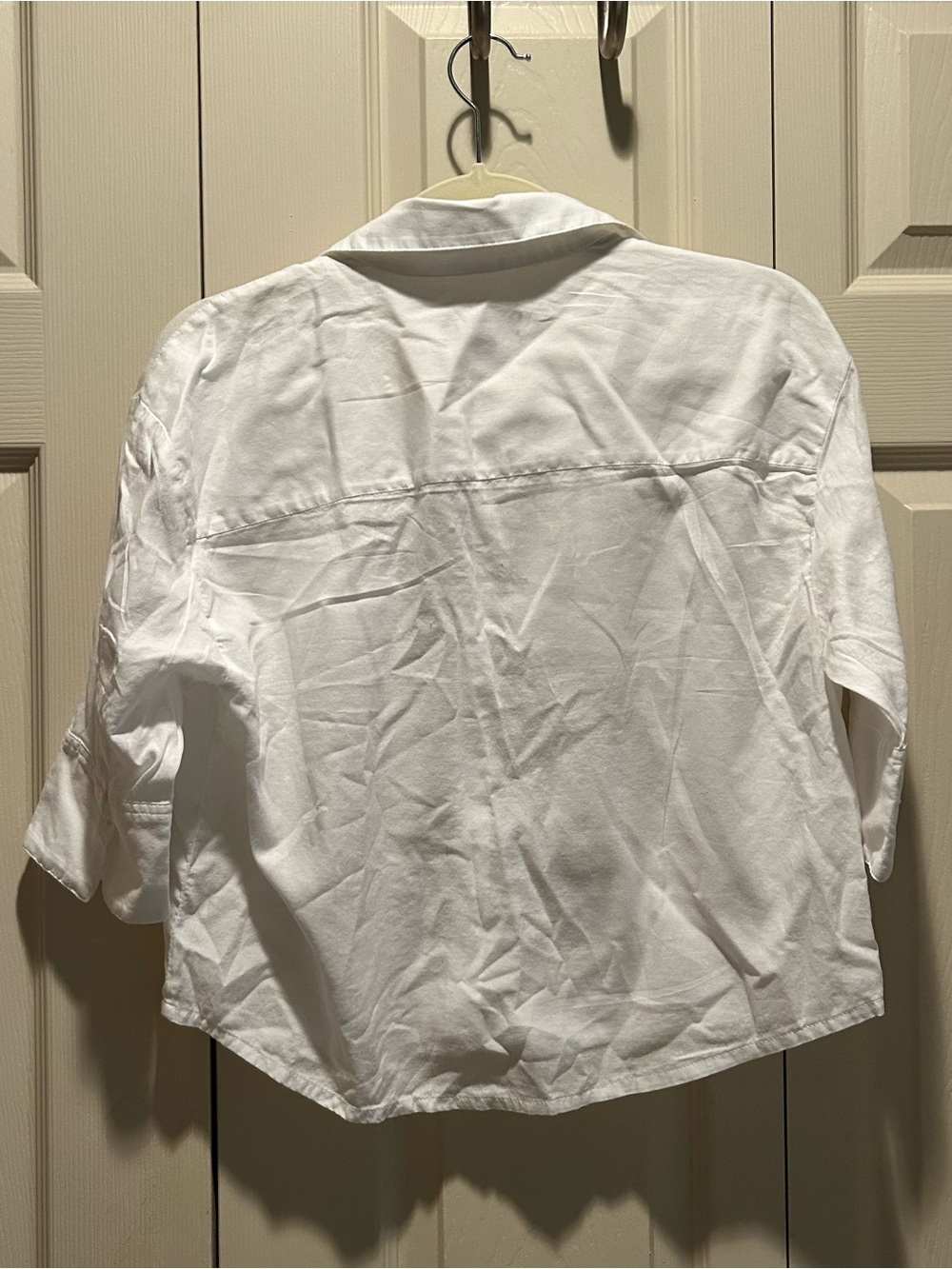 J.Crew White Button Up Shirt 3/4 Sleeve Classic Cotton Blouse - Picture 3 of 4